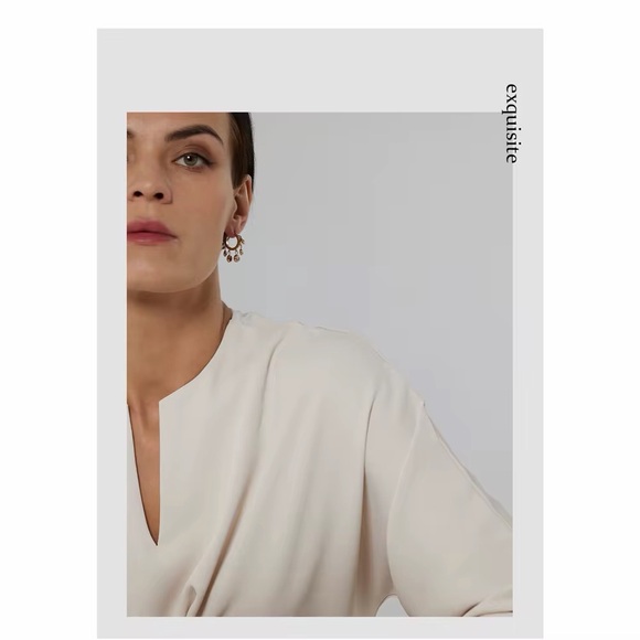 Gold plated Stainless Steel Hoop Dangle Earrings with Charms-Silver Multicolor - Picture 6 of 11